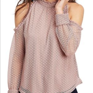 Swiss Dot Cold Shoulder Blouse